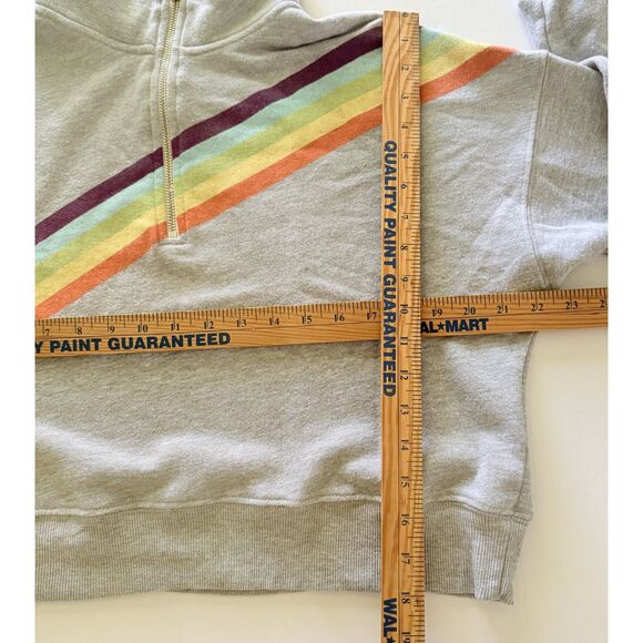 Wildfox Rainbow Pride Gray Half Zip Retro Fit Banded Cuff Cozy Pullover Sweat S - Picture 5 of 8